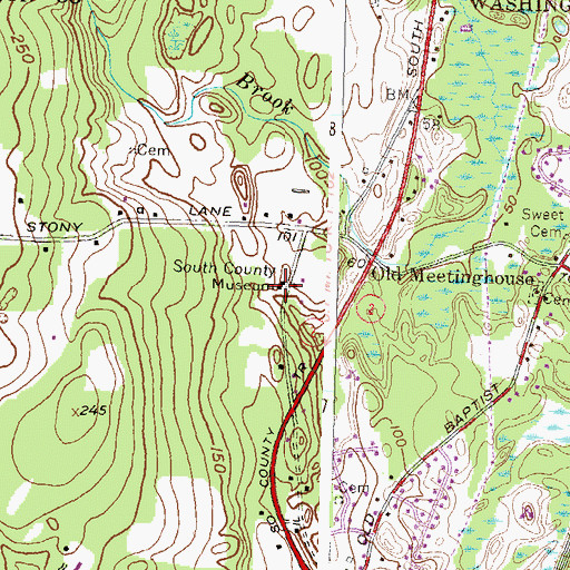 Topographic Map of South County Museum, RI