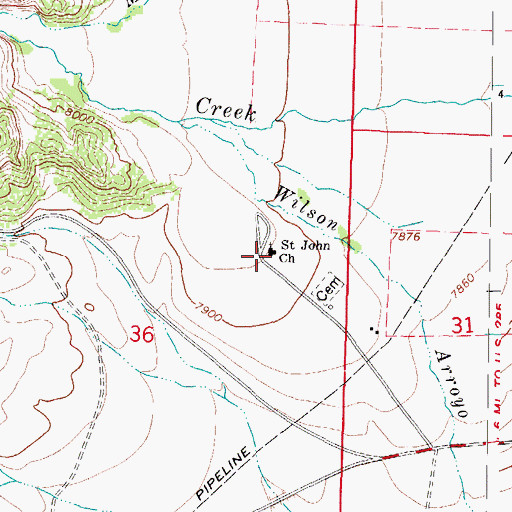 Topographic Map of Saint John Church, CO