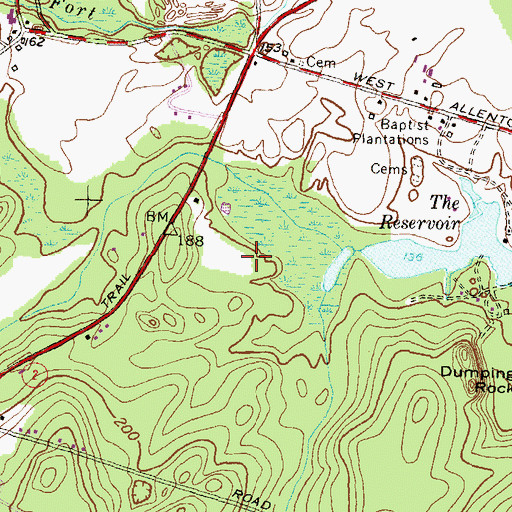 Topographic Map of Augustus Sweet Lot Cemetery, RI