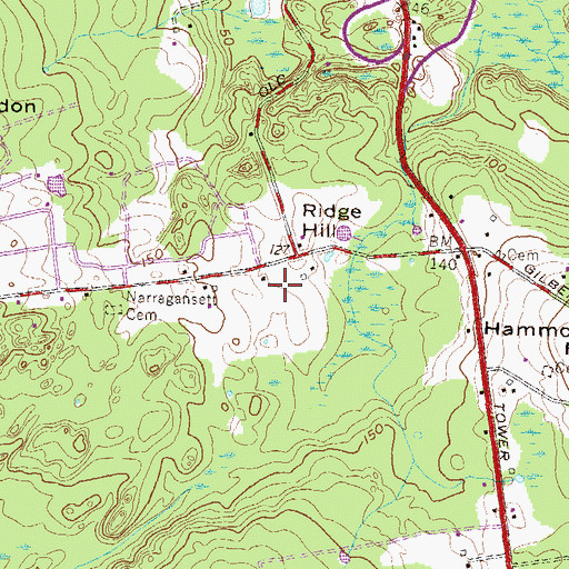 Topographic Map of Sweet And Austin Lot Cemetery, RI