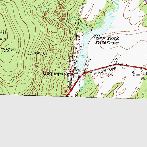Topographic Map of Usquepaug Road Historic District, RI