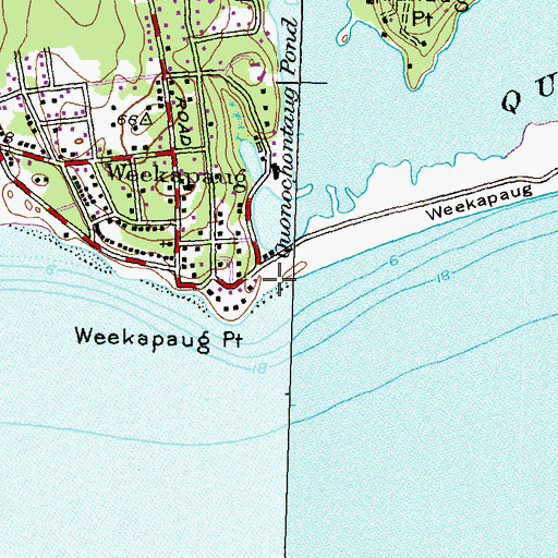 Topographic Map of Weekapaug Inn Beach, RI