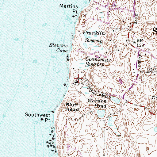 Topographic Map of West Side Life Saving Station, RI