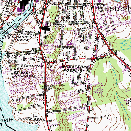 Topographic Map of Westerly Hospital Medical Association Library, RI