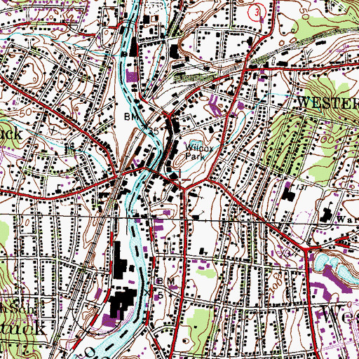 Topographic Map of Westerly Town Hall and Courthouse, RI
