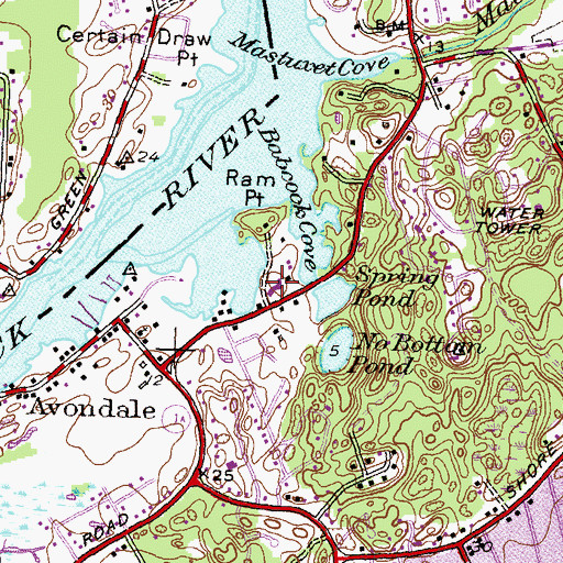 Topographic Map of Westerly Yacht Club, RI