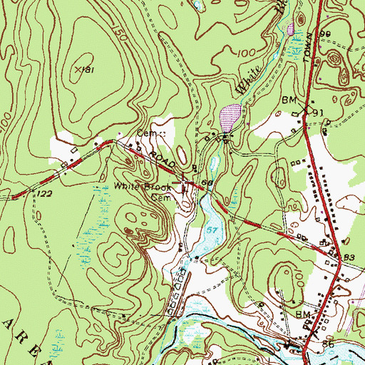 Topographic Map of White Brook Cemetery, RI