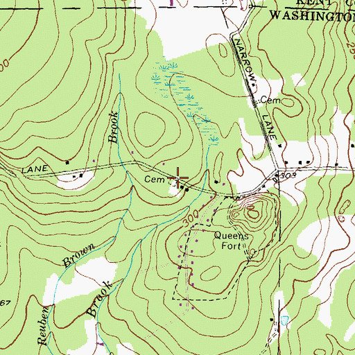Topographic Map of Whitford Cemetery, RI