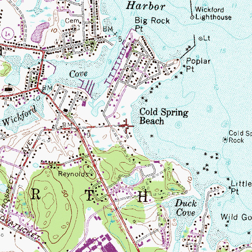 Topographic Map of Wickford Art Association Gallery and Art Center, RI