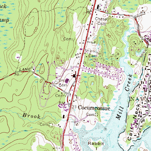 Topographic Map of Wickford Commons Mall, RI
