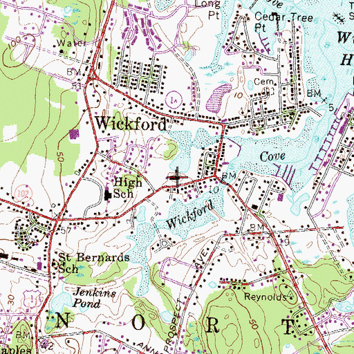 Topographic Map of Wickford Elementary School, RI