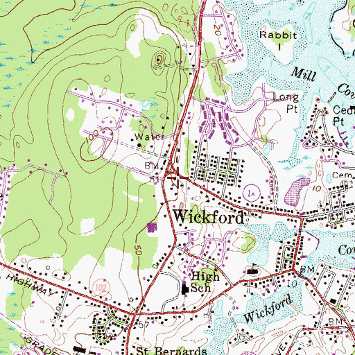 Topographic Map of Wickford Post Office, RI