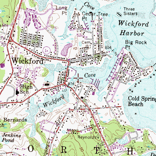 Topographic Map of Wickford Yacht Club, RI