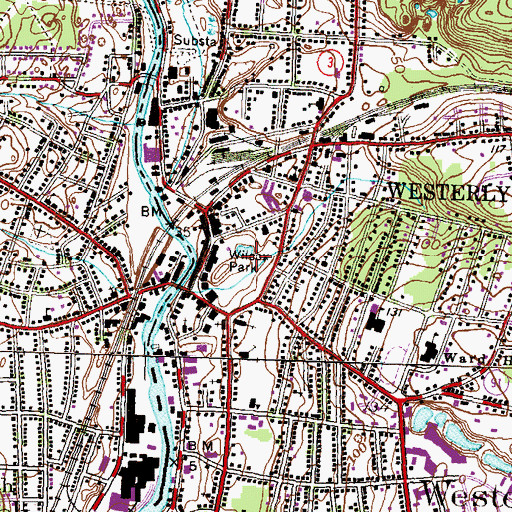 Topographic Map of Wilcox Park Historic District, RI