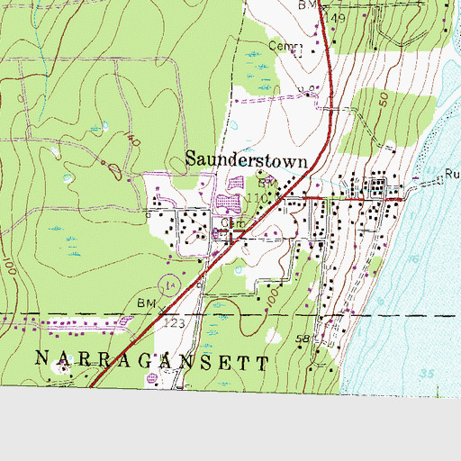 Topographic Map of Willett - Carpenter Lot Cemetery, RI