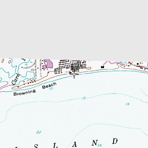 Topographic Map of Willow Dell Beach, RI