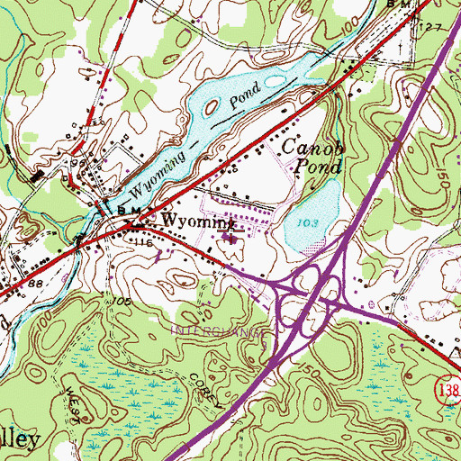 Topographic Map of Wyoming Post Office, RI