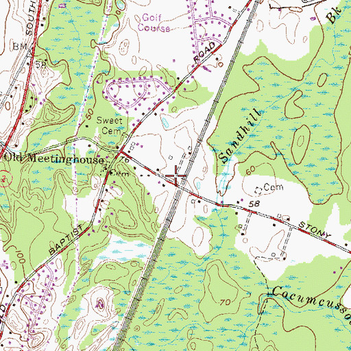 Topographic Map of Stony Lane School, RI