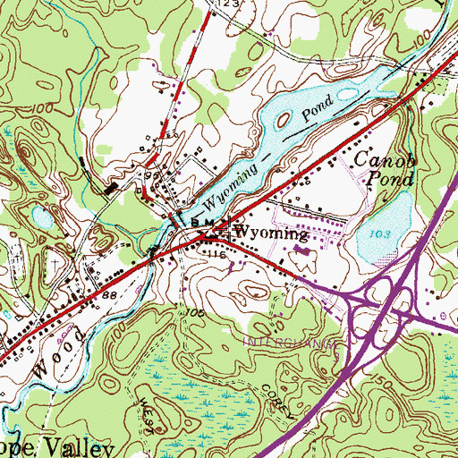 Topographic Map of Wyoming Village Historic District, RI