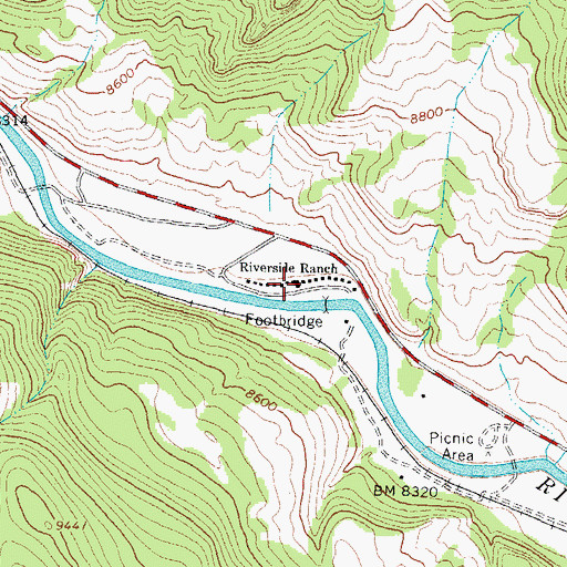 Topographic Map of Riverside Ranch, CO