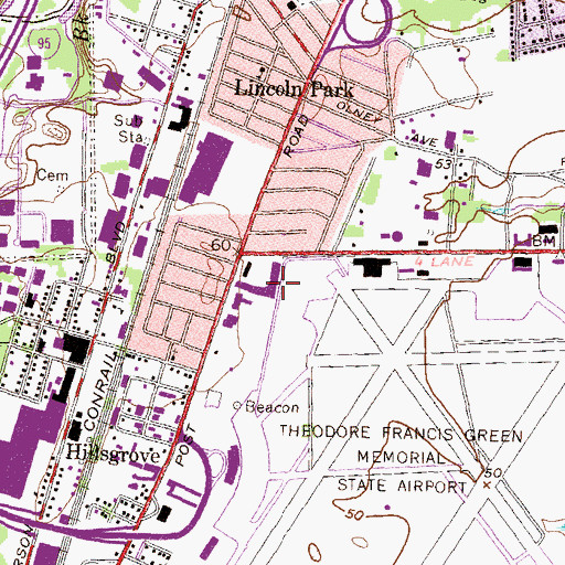 Topographic Map of Airport Shopping Center, RI