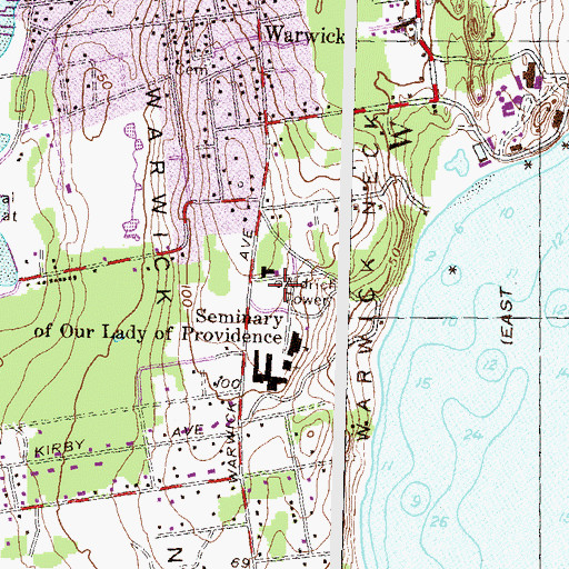 Topographic Map of Aldrich Tower, RI