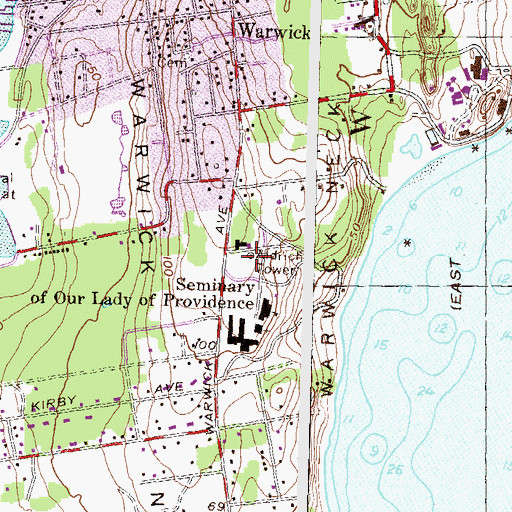 Topographic Map of Aldrich Tower, RI