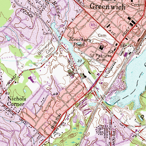 Topographic Map of Archie R Cole Junior High School, RI