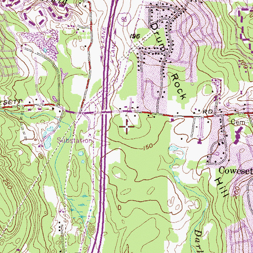 Topographic Map of Bennett - Spencer Lot Cemetery, RI