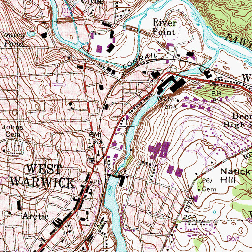 Topographic Map of Bethesda Christian Fellowship, RI
