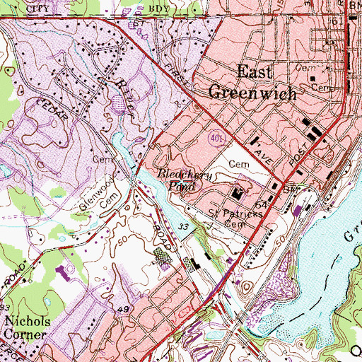 Topographic Map of Bolton Bleachery (historical), RI