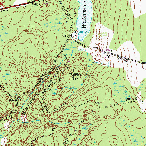 Topographic Map of Bucks Horn Park, RI