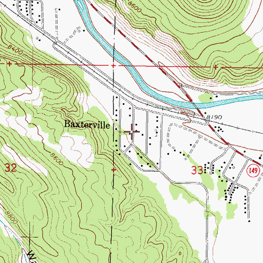 Topographic Map of Baxterville, CO