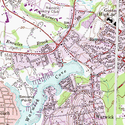 Topographic Map of Captain Randall Holden Junior Lot Cemetery, RI