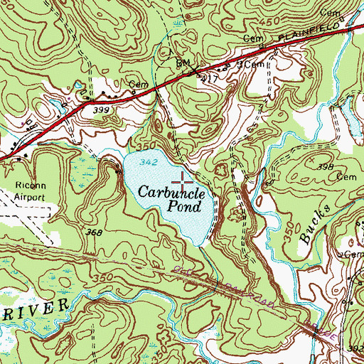 Topographic Map of Carbuncle Pond Management Area, RI