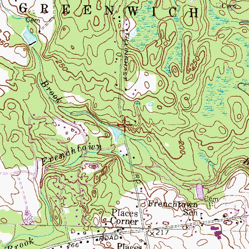 Topographic Map of Cards Saw Mill (historical), RI