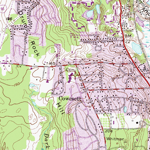 Topographic Map of Cedar Hill School, RI