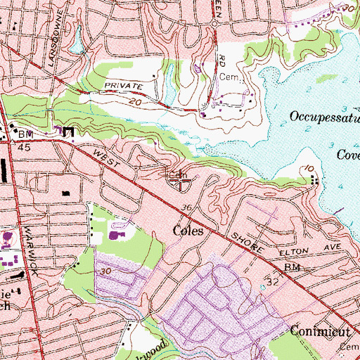 Topographic Map of Christopher Green Lot Cemetery, RI