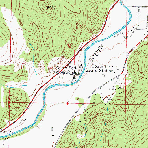 Topographic Map of South Fork Campgrounds, CO