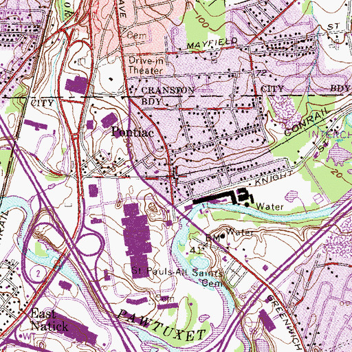 Topographic Map of Clocktower Square Shopping Center, RI