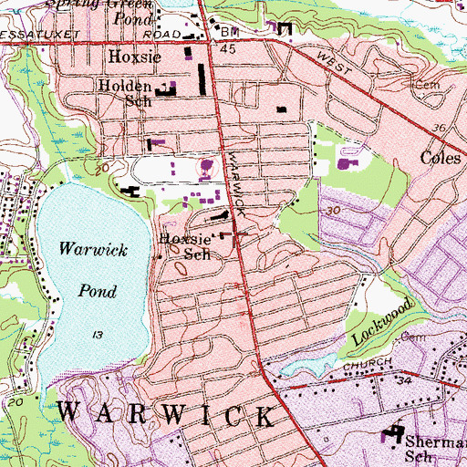 Topographic Map of Cotrell F Hoxsie School, RI