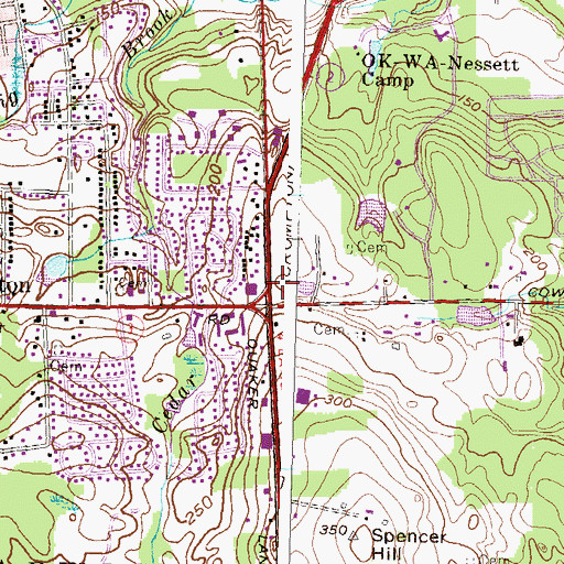 Topographic Map of Cowessett Corners Shopping Center, RI