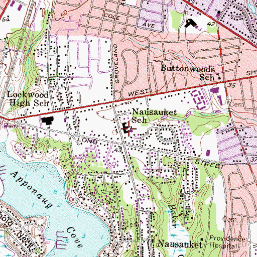 Topographic Map of E G Robertson School, RI