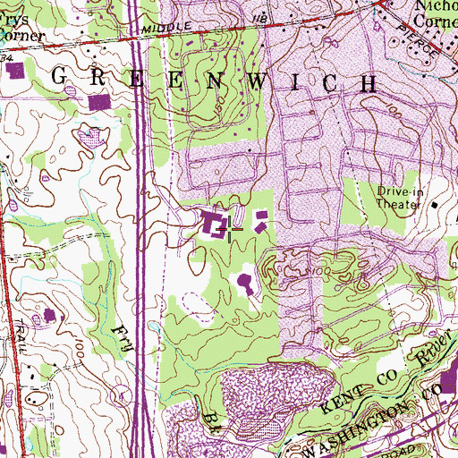 Topographic Map of East Greenwich High School, RI