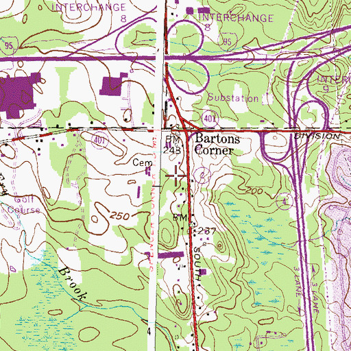Topographic Map of East Greenwich Historical Cemetery Number 7, RI