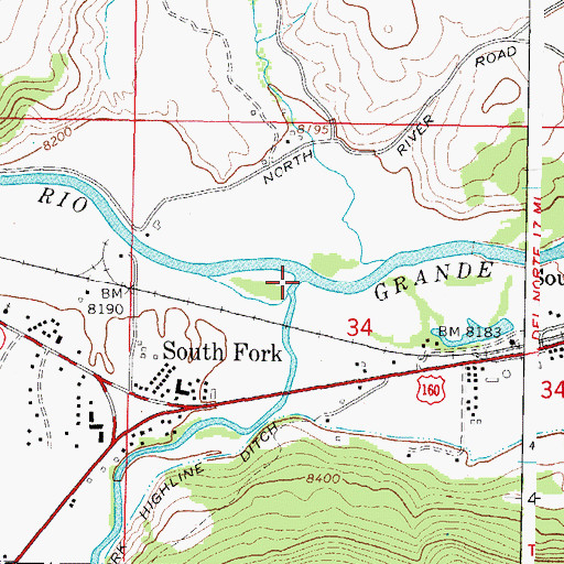 Topographic Map of South Fork Rio Grande, CO