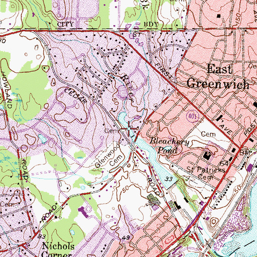 Topographic Map of Daniel Howland Plot, RI