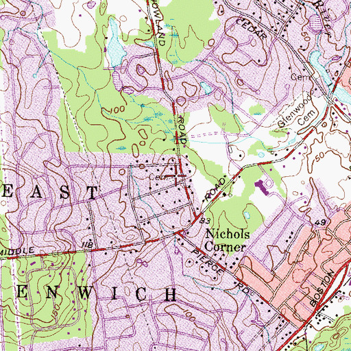 Topographic Map of East Greenwich Historical Cemetery Number 27, RI
