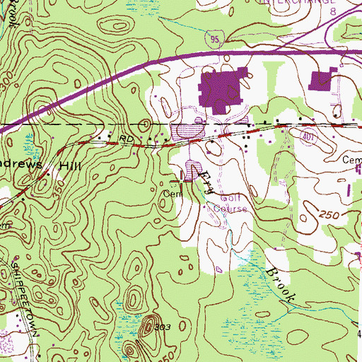 Topographic Map of Cornell - Briggs Plot, RI