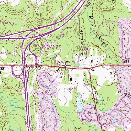 Topographic Map of Lutheran Church Cemetery, RI